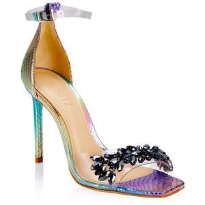 Shary Iridescent Crystal-Embellished Sandals